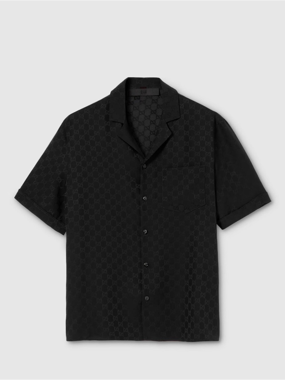 New Gucci Black Short-Sleeve Monogram Button-Down men Shirt size 48US 30’ x 20’